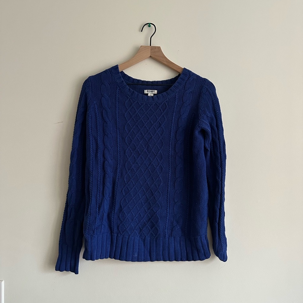 Women's Blue Cable Knit Sweater